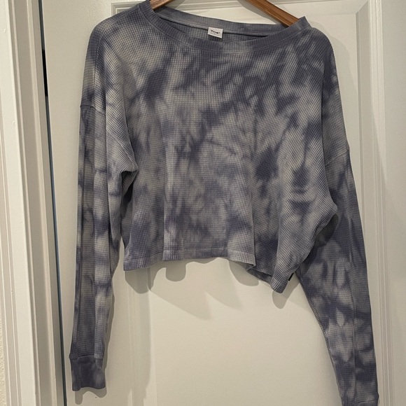 TNA aritzia Light Gray blue Waffle Knit Top small - Picture 1 of 3